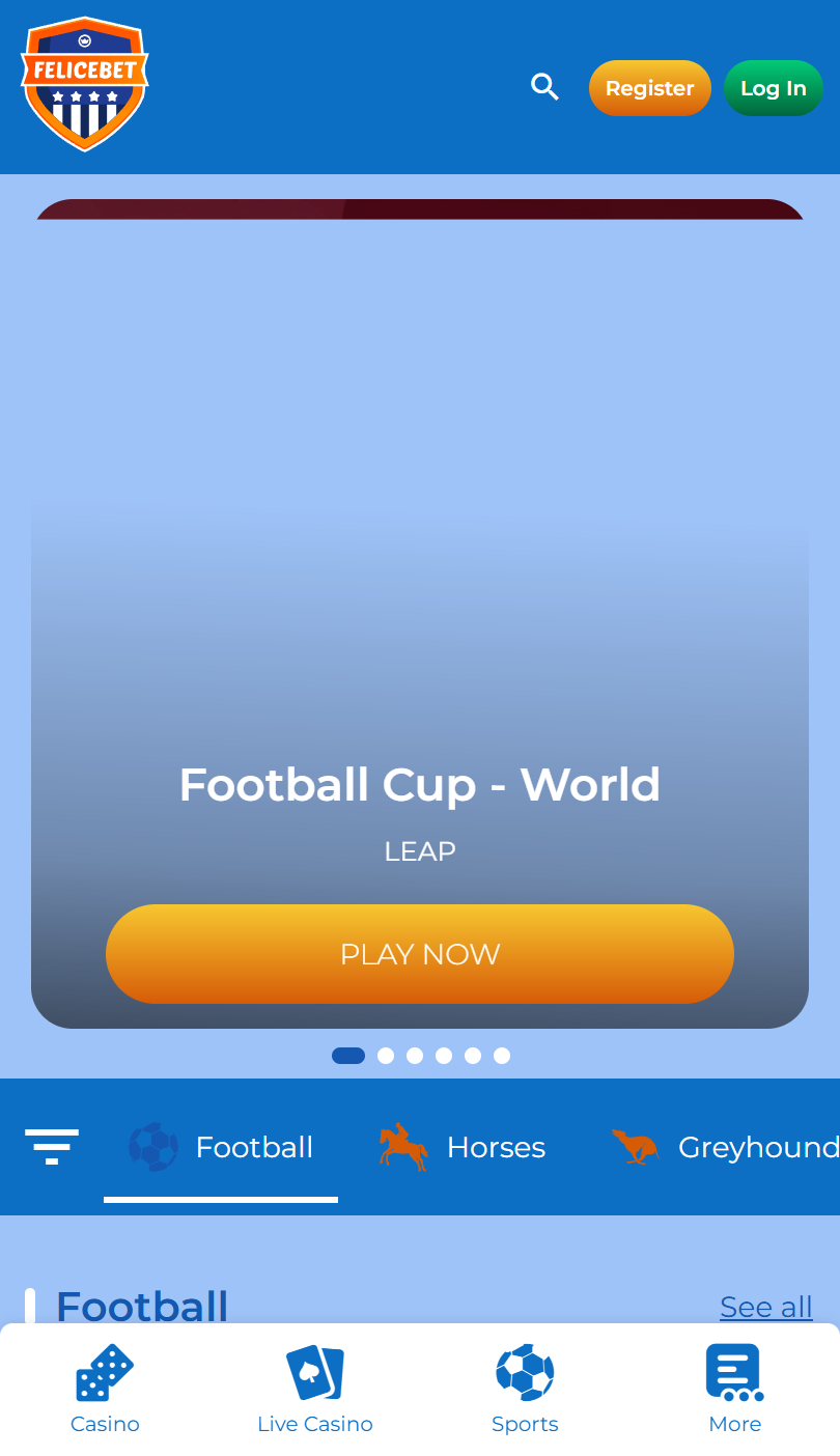 Screenshot dell'app FiveBet