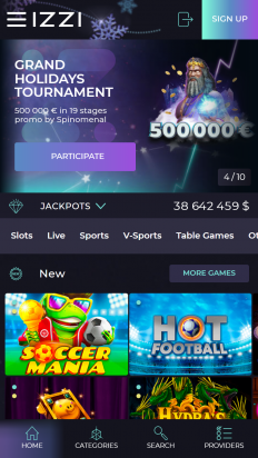 Izzi Casino Screenshot