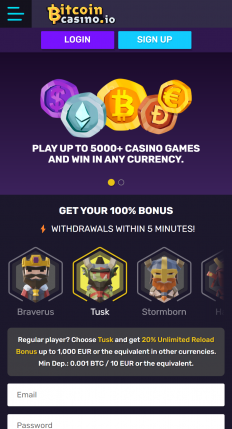 Bitcoincasino.io Screenshot
