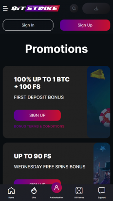 Bitstrike Casino Screenshot