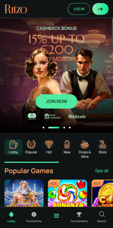 Ritzo Casino Screenshot