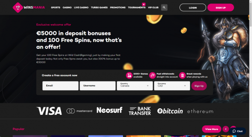 Winsmania Casino Screenshot